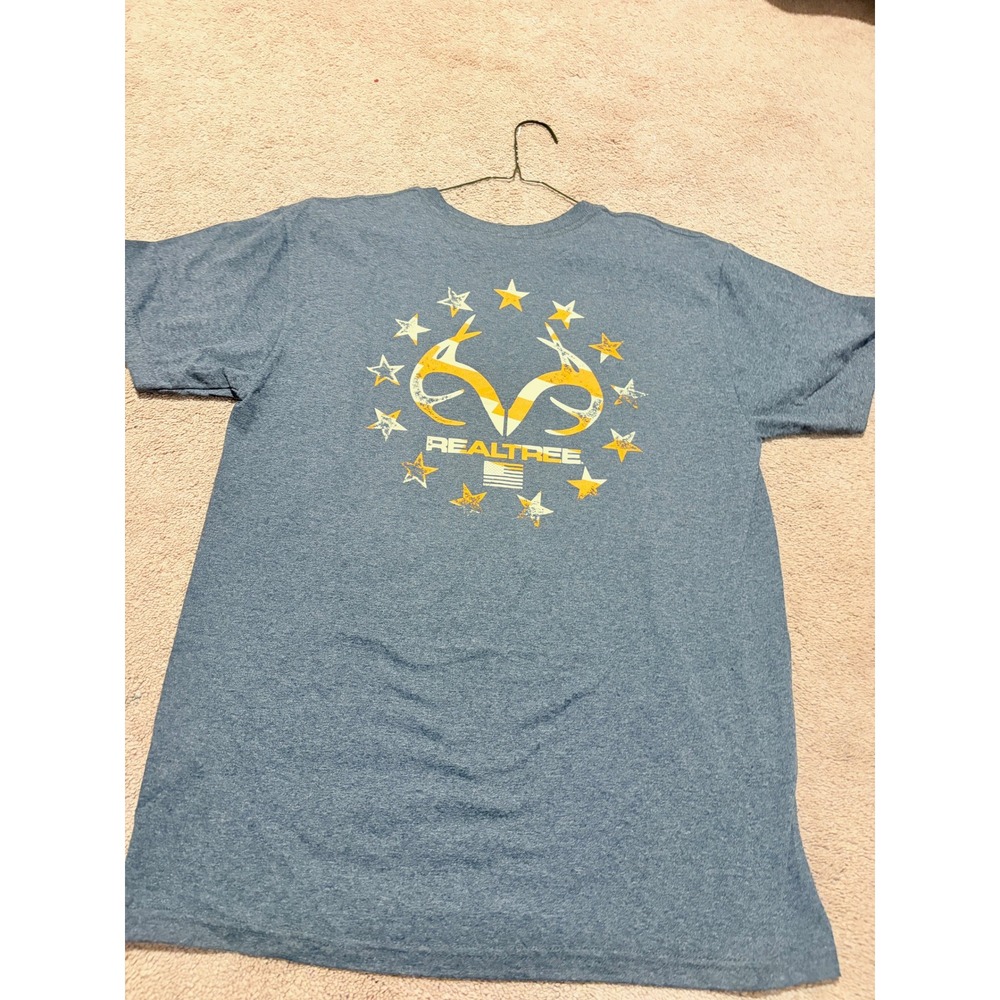 Realtree Mens Graphic T-Shirt Heather Short Sleeve Antler Stars Logo M 38-40
